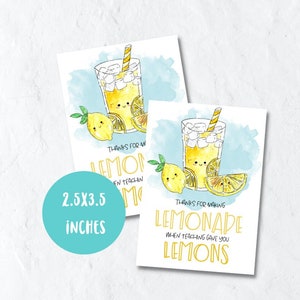 Cute lemon lemonade teacher thank you gift tag printable, teacher appreciation week gift tag