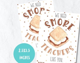 Teacher gift tag, teacher appreciation week, printable thank you tag, smores teacher gift