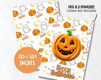 Cute halloween cookie card printable, cookie packaging, digital download, halloween card, halloween cookie tag