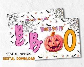 Halloween cookie card, pink halloween printable,cookie printable,halloween cookie tag, treats for my boo tag, spooky cookie card