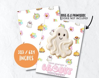 Tarjeta de galleta de Halloween maravillosa imprimible, tarjeta de embalaje de galletas de Halloween retro, tiene una descarga digital de etiqueta de Halloween maravillosa