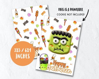 Happy Halloween printable cookie card, cookie packaging insert, 3.5 x 5.5 printable cookie card for cookie business