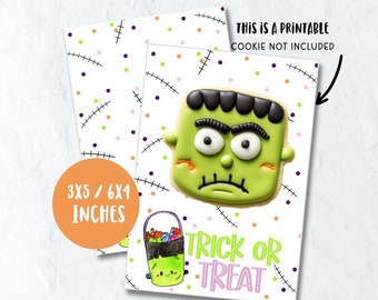 Cute Printable halloween cookie card, happy Halloween printable cookie backing card digital download