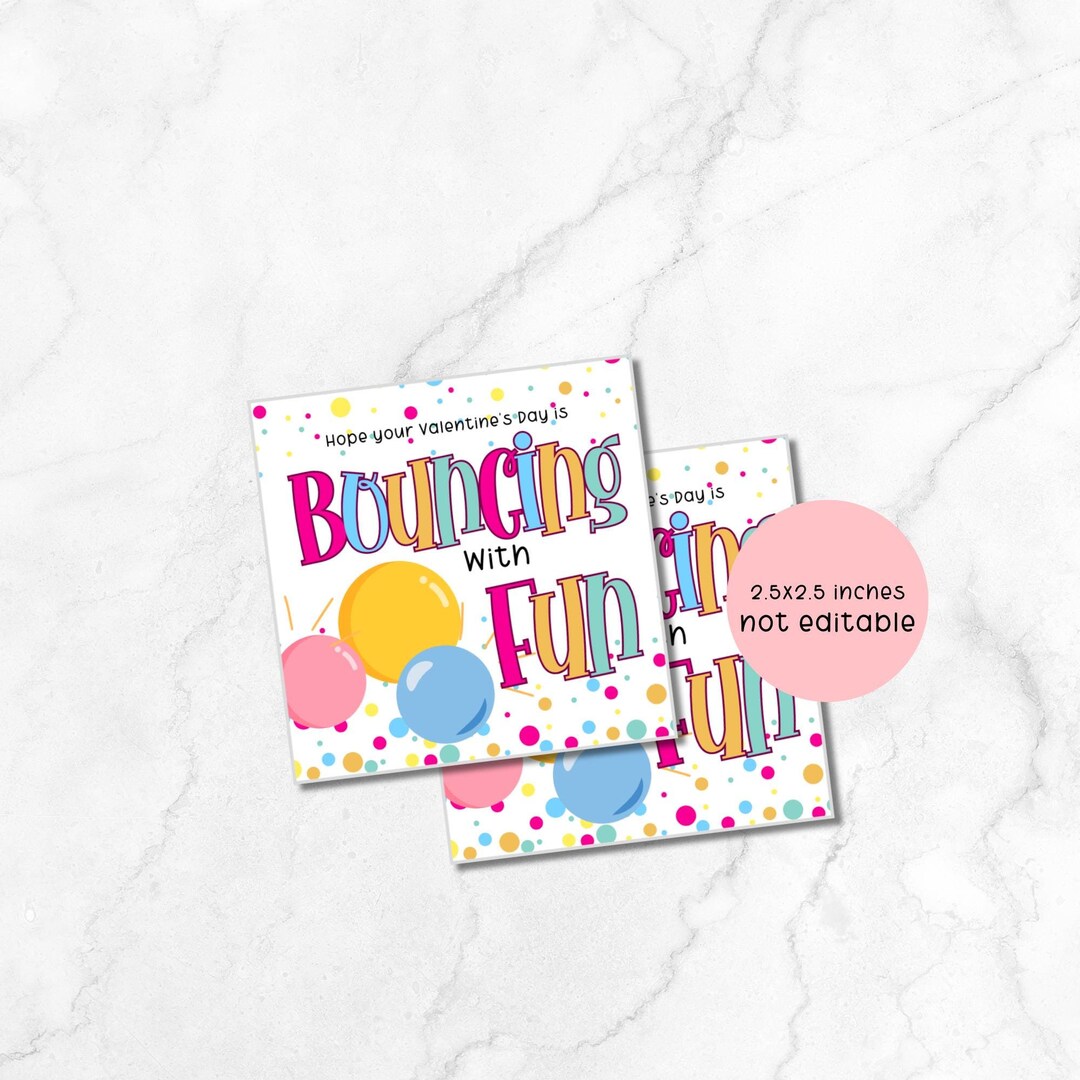 Bouncing With Fun Valentines Day Tag, Ball Valentine Favor, Non-candy ...