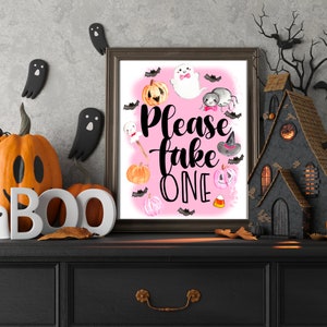 Please take one pink Halloween sign, Candy sign, trick or treater sign 8 x 10 JPG printable digital download image 1