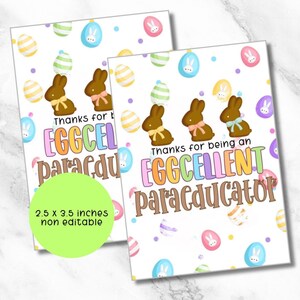 Étiquette-cadeau de Pâques imprimable, étiquette de Pâques, Merci d'avoir été un excellent paraéducateur, cadeau de remerciement pour enseignant, cadeau d'école