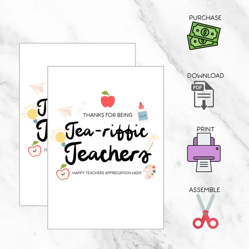 Printable Teacher Appreciation Gift Tags, Tea-riffic Favor Tags (2.5x3 ...