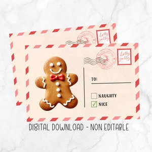 Tarjeta de galletas de Navidad, respaldo de galletas de postal, descarga digital imprimible de vacaciones