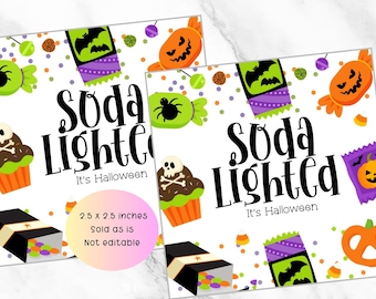 Halloween sodalighted tag, soda bar gift tag, Sodalighted it’s Halloween goodie bag treat bag tag printable