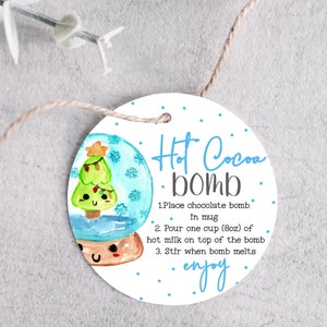 christmas hot cocoa bomb printable - printable bomb tag - holiday hot coco tag