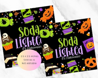 Sodalighted it’s Halloween goodie bag treat bag tag printable, Halloween sodalighted tag, soda bar gift tag