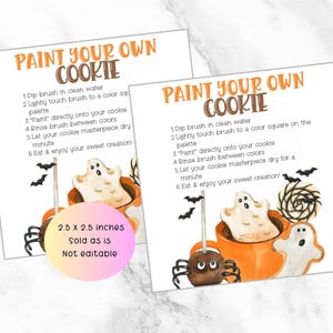 Paint Your Own Cookie Instructions Printable | Halloween Cookie Kit Tag | PYO Cookie Label | Halloween Treat Tag Digital Download