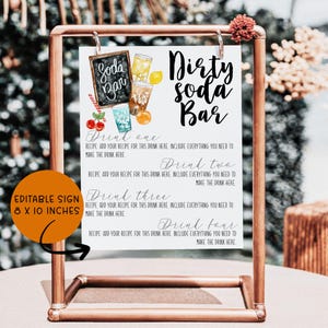 Editable Dirty Soda Bar Sign, Custom Soda Bar Menu Sign, Printable Soda Bar Sign, Dirty Soda Bar Event, Digital Download