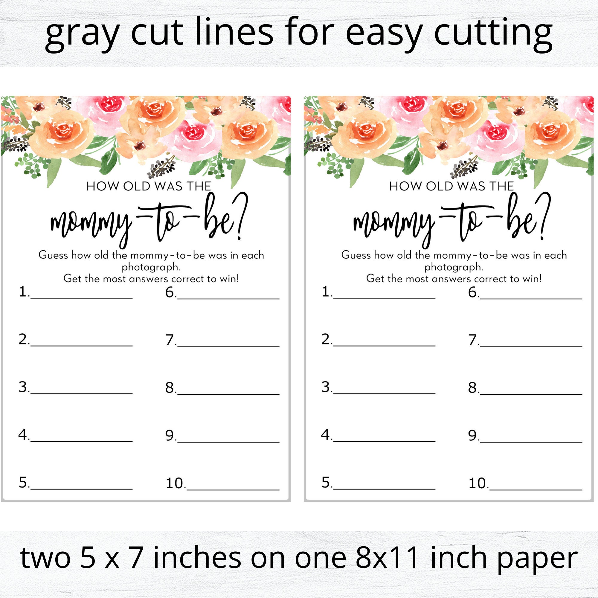 Guess how many baby shower printable floral baby shower Etsy