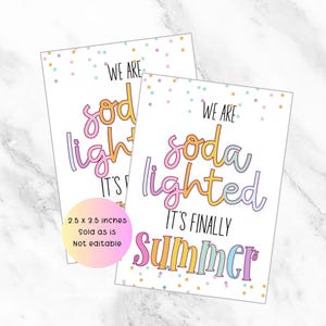 Sommer Geschenkanhänger, endlich Sommer, Soda Geschenkanhänger, Soda Anhänger zum Ausdrucken für letzten Tag der Schule, Schulende Anhänger