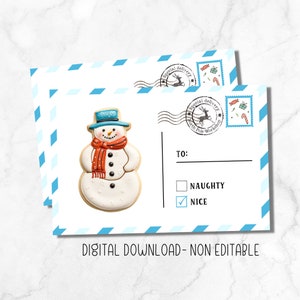 Druckbare Weihnachtspostkarte Cookie Karte, druckbare Kekse, Weihnachtspostkarte, digitaler Download