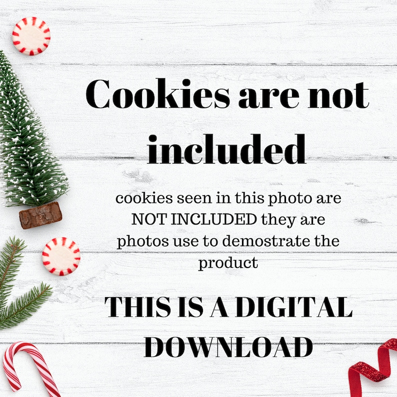 Christmas postcard cookie card, cookie printable, Santa mail card, digital download holiday gift printable image 4