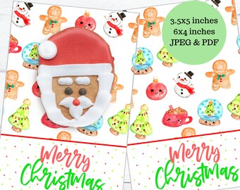 Mini printable christmas cookie card - printable cookie card backing - cookie digital download