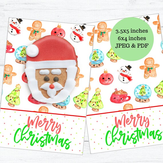 Mini Printable Christmas Cookie Card Printable Cookie Card - Etsy