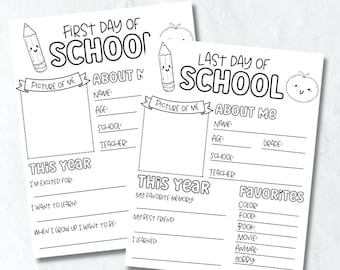 Printable first and last day of school keepsake worksheet, back to school, last day of school questionnaire