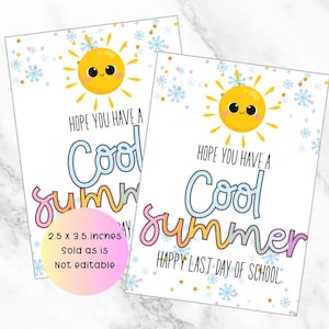 Haben Sie einen coolen Sommeranhänger zum Ausdrucken, Sommergeschenkanhänger, Geschenkanhänger für gefrorene Leckereien, Anhänger für den letzten Schultag, Geschenkanhänger für das Schulende.