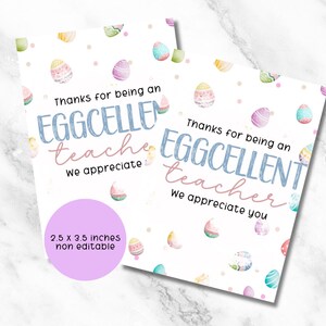 Printable easter gift tag, Easter tag, Thanks for being an eggcellent teacher, teacher appreciation gift, school gift, teacher appreciation