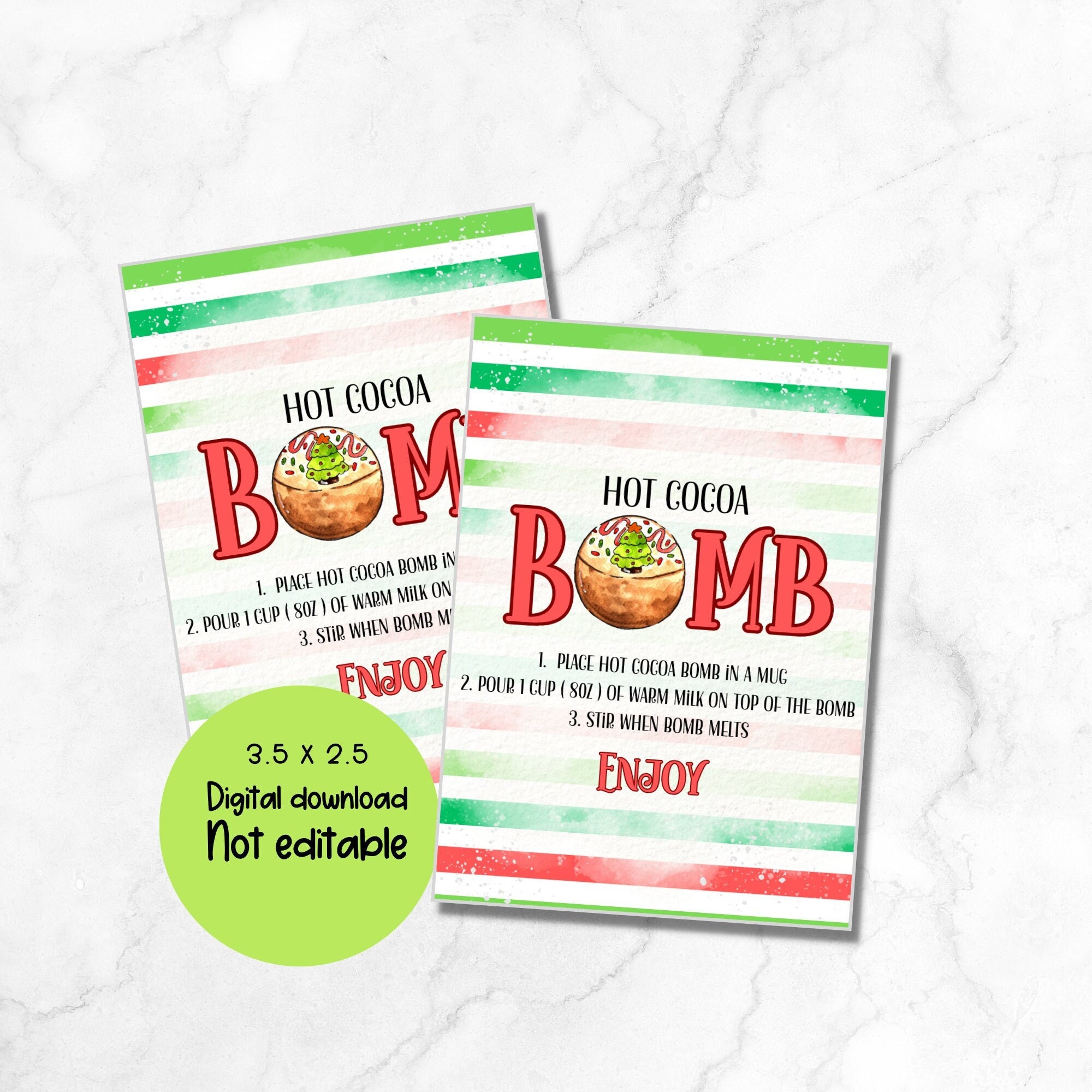 Printable Christmas Tag Hot Chocolate Bomb Tag Hot Cocoa - Etsy