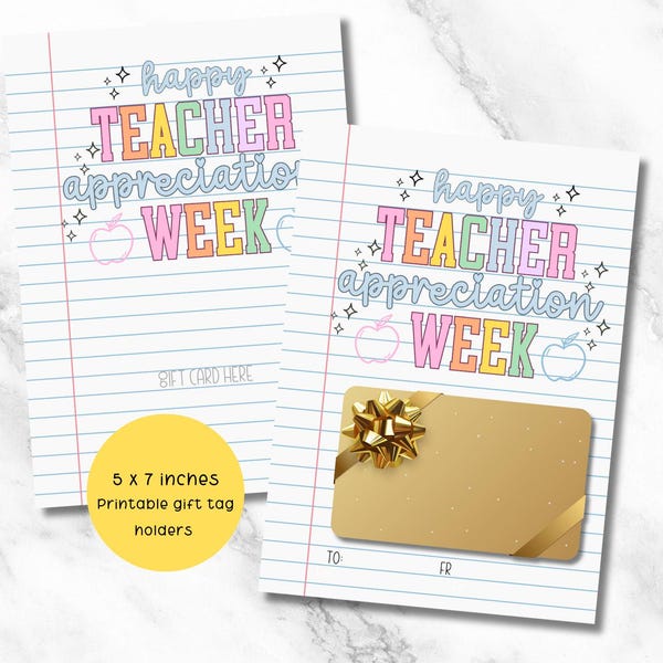 Geschenkkartenhalter zum Ausdrucken, Geschenkkartenhalter für die Woche der Lehrer, Lehrergeschenkkarte, Geschenkkarte zum ausdrucken, digitaler Download