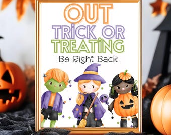 Letrero de truco o trato, letrero de truco o trato de Halloween, letrero de puerta de dulces para Halloween de 8 x 10 pulgadas