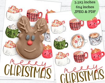 christmas cookie card - mini printable cookie card - 3x5, 4x6 inch digital download