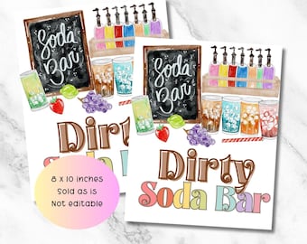 Dirty soda bar sign, soda party, backyard party sign, dirty soda bar printables, digital download