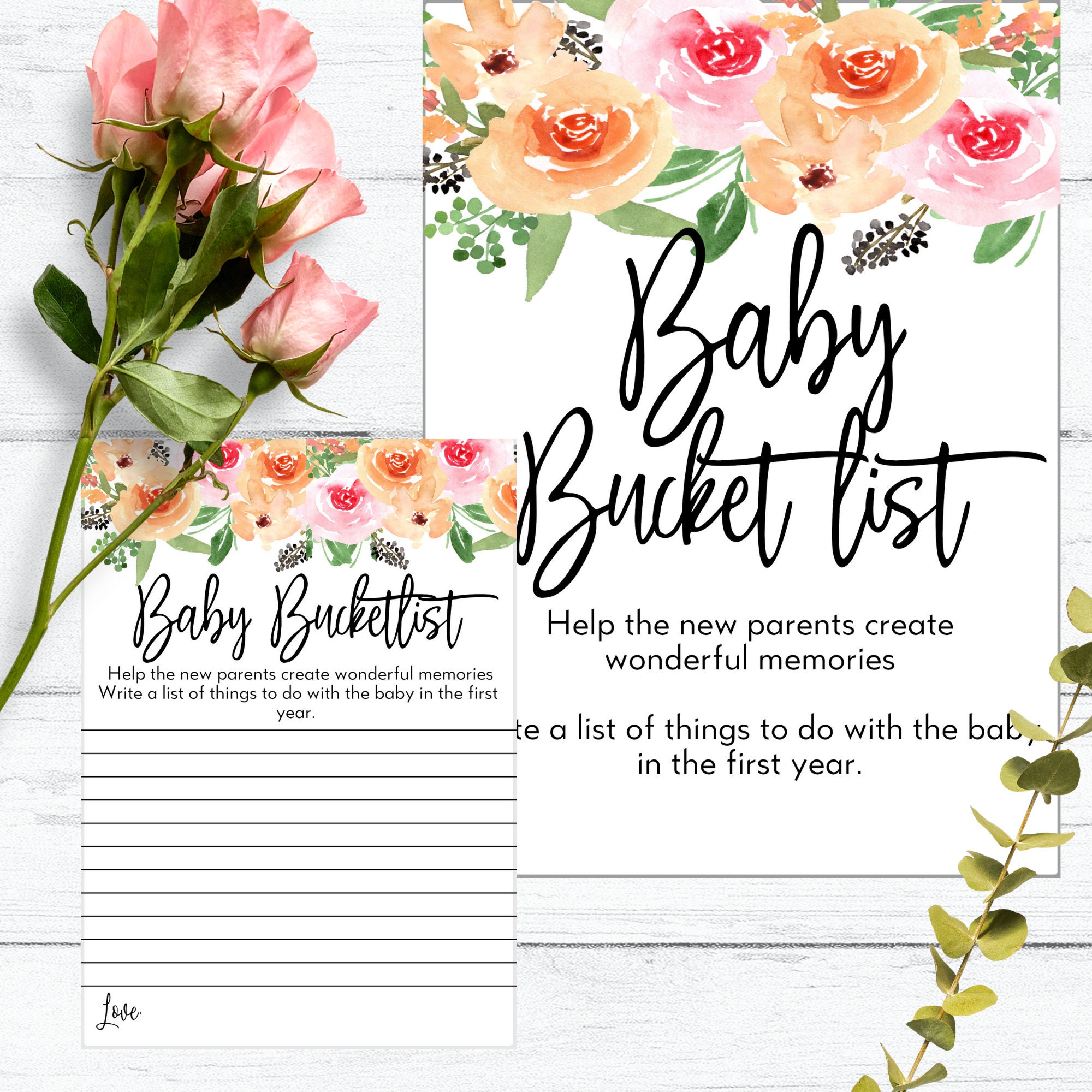 Baby bucket list baby shower printable game sign baby shower | Etsy