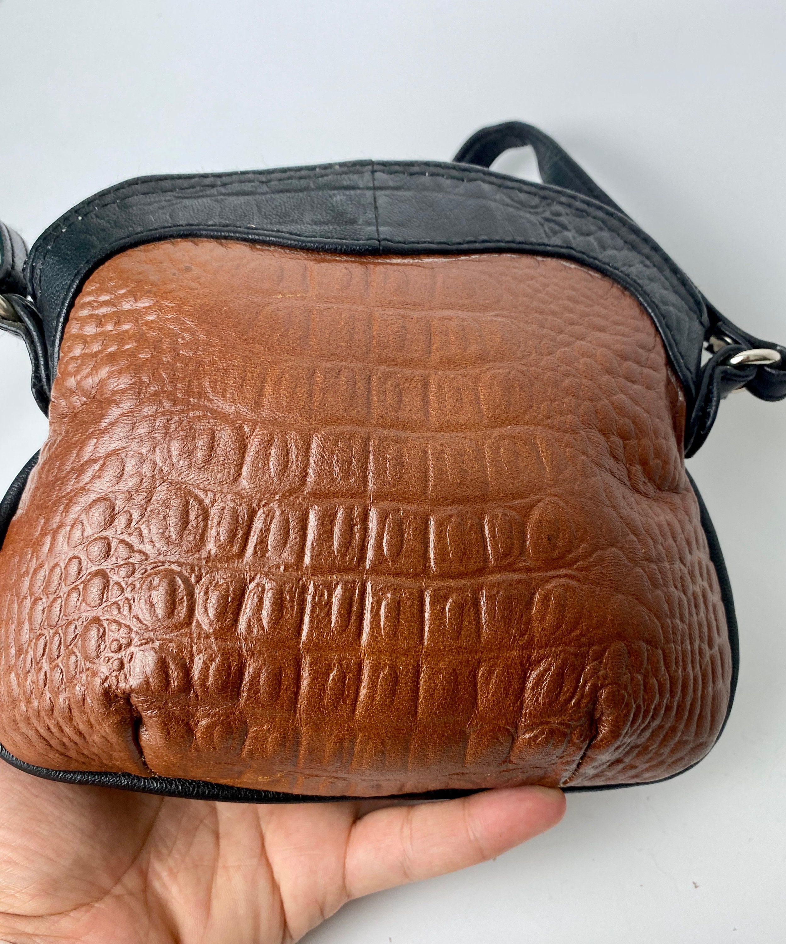 Black and Brown Small Crossbody Bag Natural Leather Small Bag Etsy Ireland