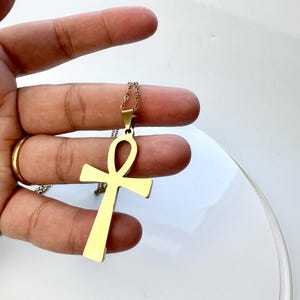 18K Gold Plated Ankh Necklace – Egyptian Key of Life Pendant – Symbol of Life