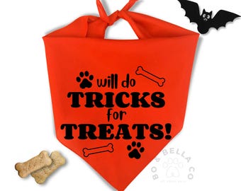 Will Do Tricks For Treats Halloween Dog Bandana
