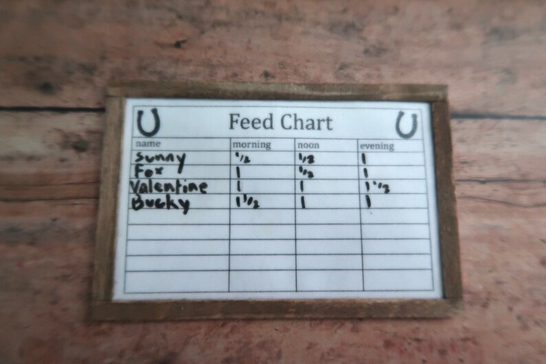 Breyer Horse Feed Chart White Board Etsy