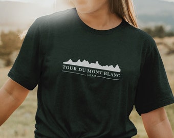 Tour du Mont Blanc Höhenprofil Shirt, TMB Wanderkarte Shirt, Europäisches Wandern, Alpen Trekking