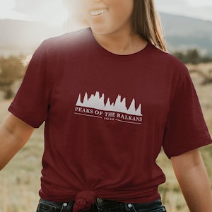 Peaks of the Balkans Trail Elevation Profile Shirt, Albania, Montenegro, Kosovo, Europe Hiking Adventure Travel Clothing