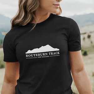 Routeburn Track Höhenprofil, Neuseeland Unisex T-Shirt, Kiwi Souvenirs, Outdoorsy Geschenke, Abenteuerreisen