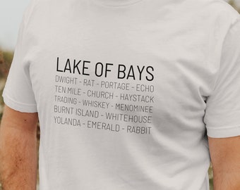 Camisa de las Bahías del Lago de las Bahías, Ropa Halliburton, Regalos y Ropa de Cabañas< Dorset, Ontario, Canadá, Baysville, Dwight,