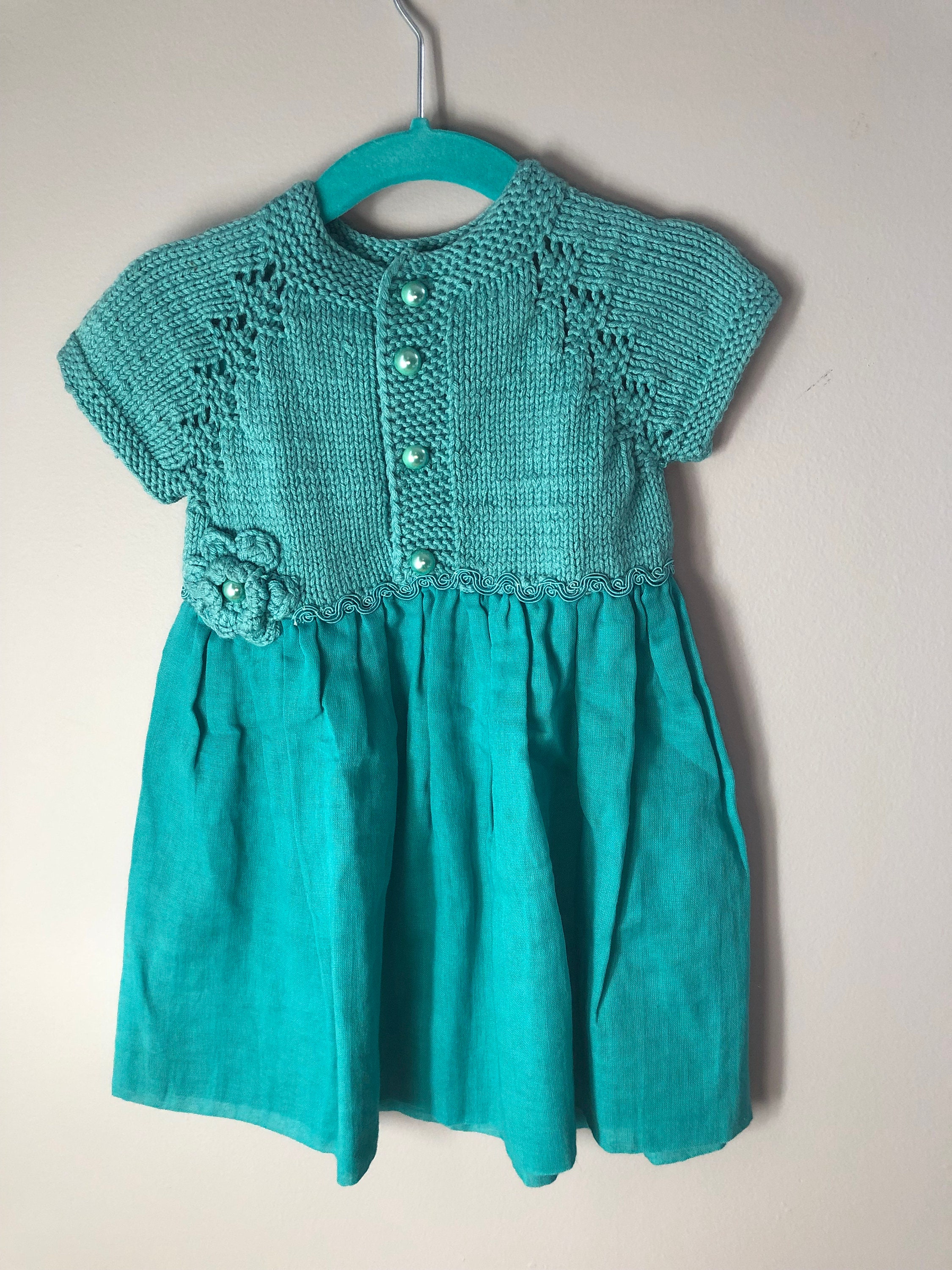 Hand made Toddler Dress Green Sweater and Cotton Dress 2T - Etsy.de