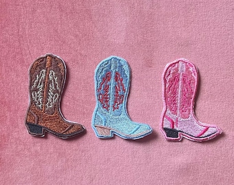 Western Boot Iron-on Patch | Cowboy/Cowgirl Boot Appliqué in Vibrant Colors