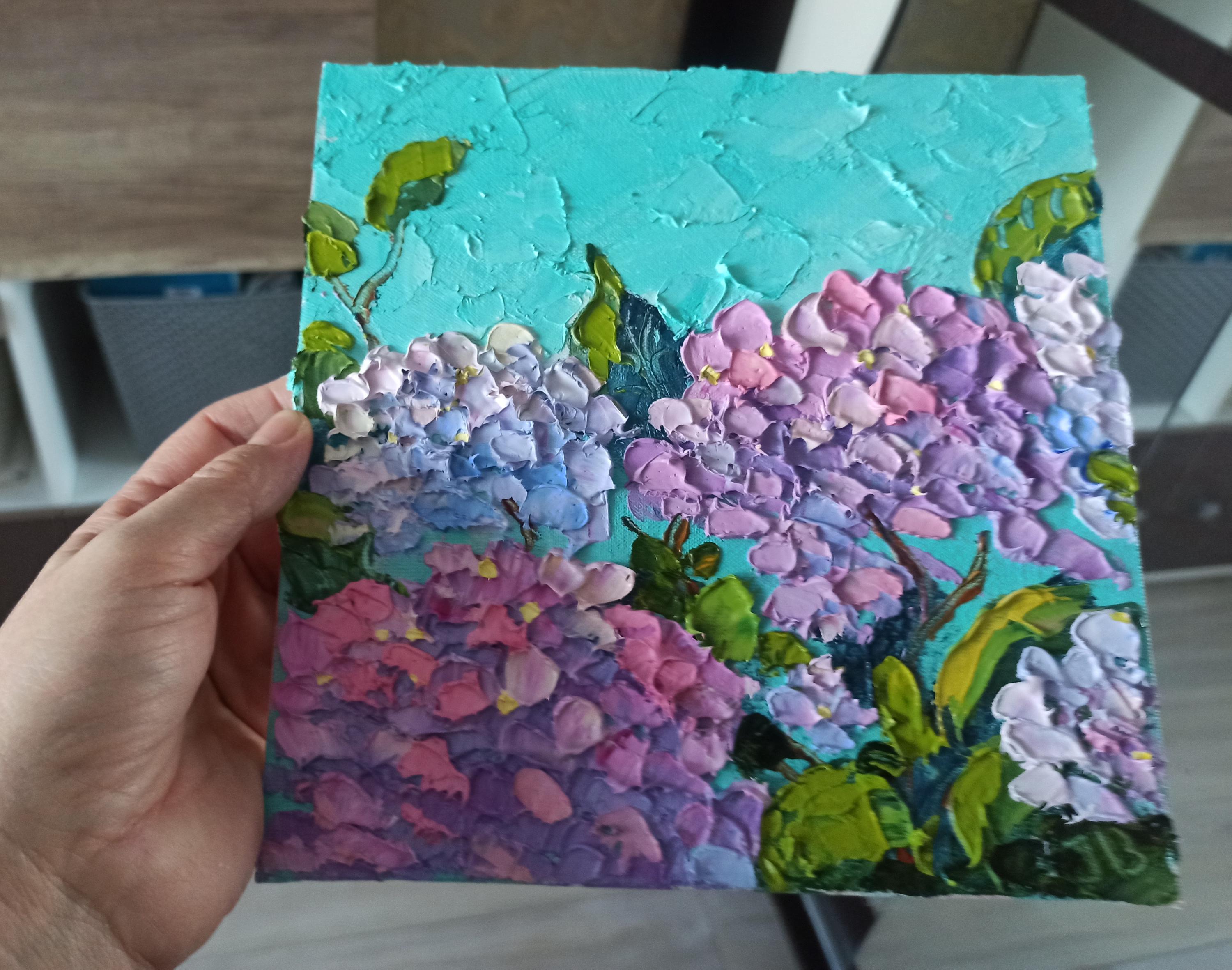 Hydrangea Oil Painting on Canvas Board 20x20cm Hand Painted Artwork by ...