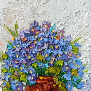 Forget-Me-Not Art Impasto Oil Painting Flower Original Art 15x15cm Hand Painted Artwork by Inna Bebrisa