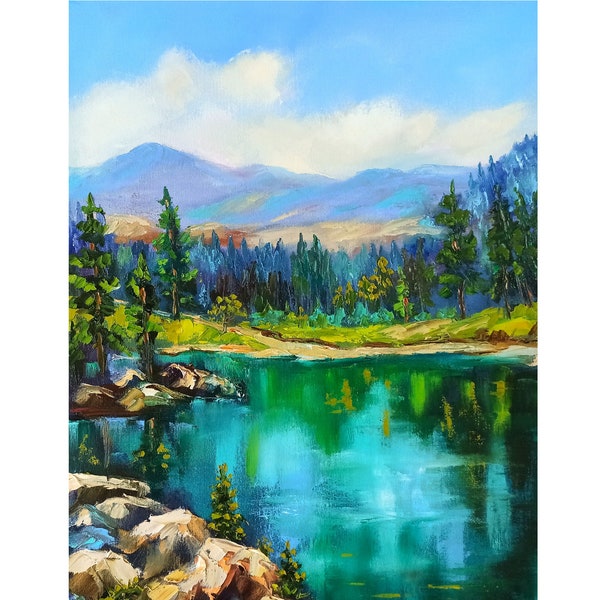 Colorado Painting Rocky Mountains Original Art Impasto Oil Painting on Canvas 50x40 cm by IpaitingKR