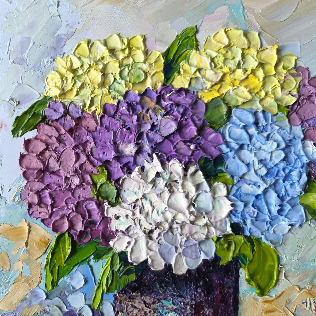 Hydrangea Painting Flower Original Artwork Impasto Oil Painting 8x8in ...