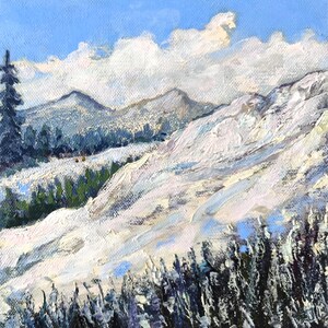 Peinture à l'huile d'empâtements du Colorado : art de paysage de montagnes, 20 x 20 cm