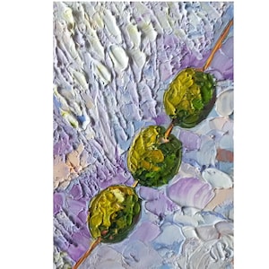 Pintura de Três Oliveiras, Arte Original, Pintura a Óleo em Empastamento, 6 x 4 pol., Miniatura, Obra de Inna Bebrisa