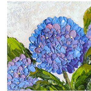 Hydrangea Painting Flower Original Artwork Impasto Oil Painting Hydrangea Original Painting 6x6in by IpasintingKR