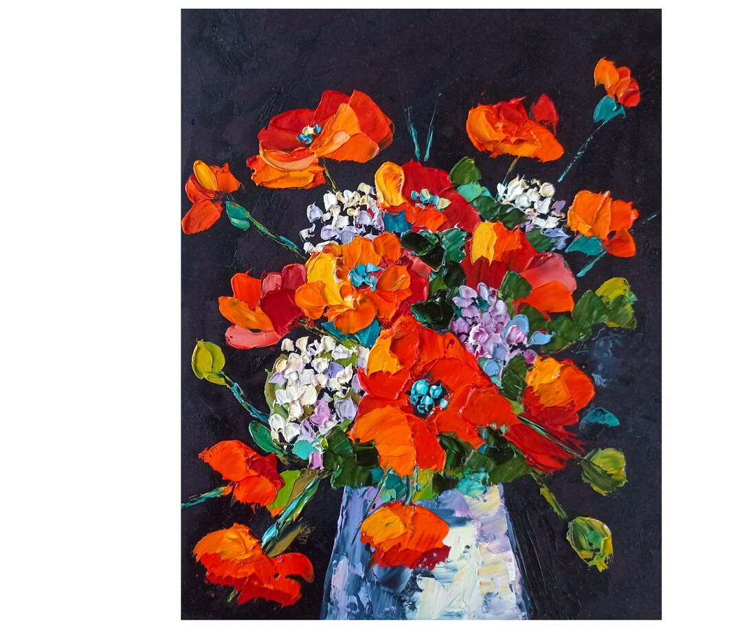 Poppies Oil Painting Flowers Original Art Impasto Original on Canvas ...